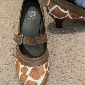 Cow print heels